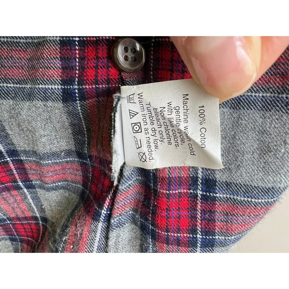 J. Crew Red Gray Tartan Plaid Long Sleeve Button-Down Boy Shirt Size 00